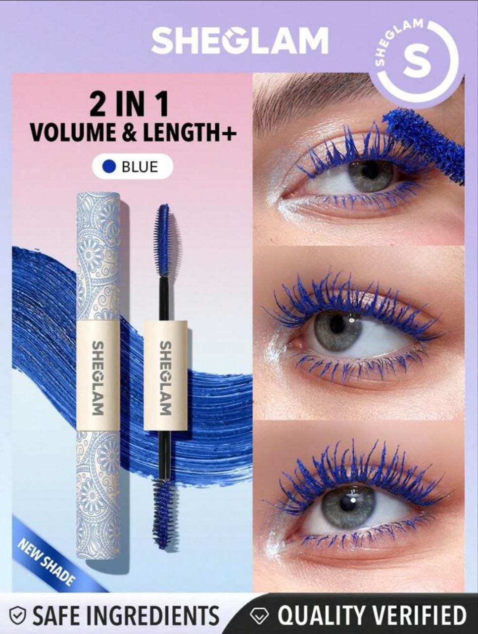 Sheglam Waterproof Mascara – Dual Brush Blue