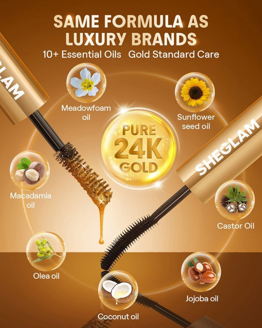 Sheglam Waterproof Mascara – Dual Brush Gold